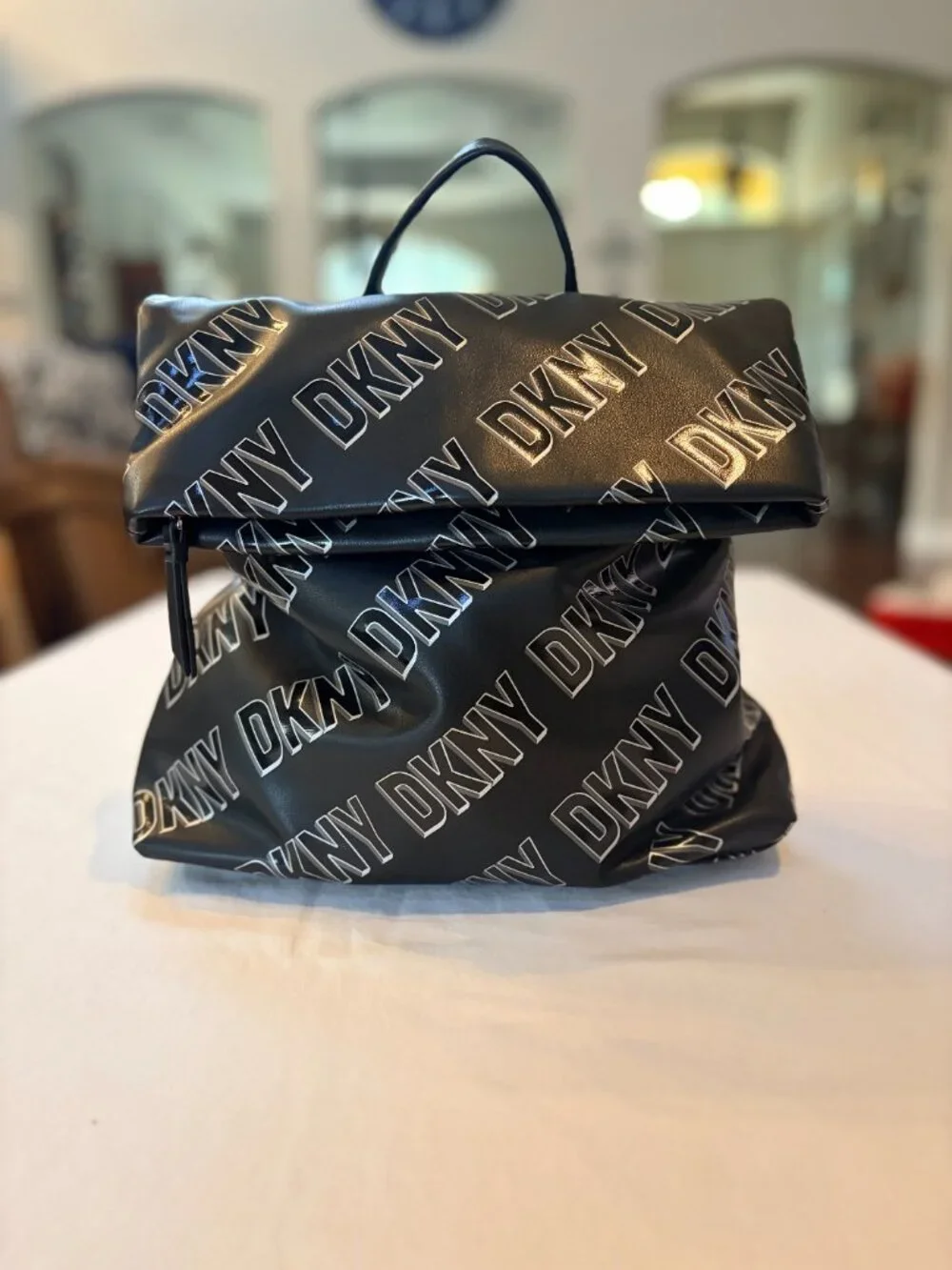 *Brand NEW* DKNY Tilly Foldover Backpack Black & White